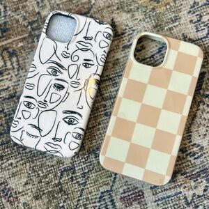 Casely Phone Cases - Black & White faces, Cream & Tan checkered MagSafe iphone14